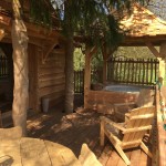 le jacuzzi de la cabane spa au soleil