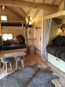 Le salon de la cabane avec le spa